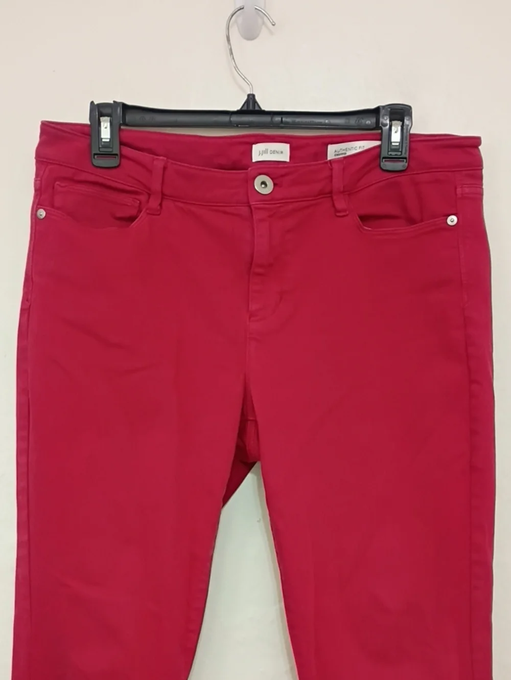 J Jill Denim Red Authentic Fit Cropped Mid Rise Jeans Size 10